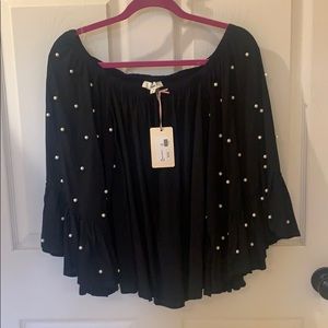 Brand new off shoulder w pearl sleeves, gorgeous!